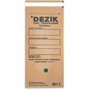DEZIK Комбиниран крафт плик за стерилизация 100х200 мм. 100 бр. , хартиен (kdh100)