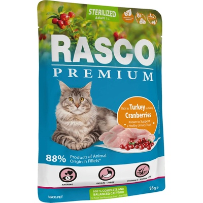 Rasco Premium Cat Adult Sterilized morka v šťave 85 g