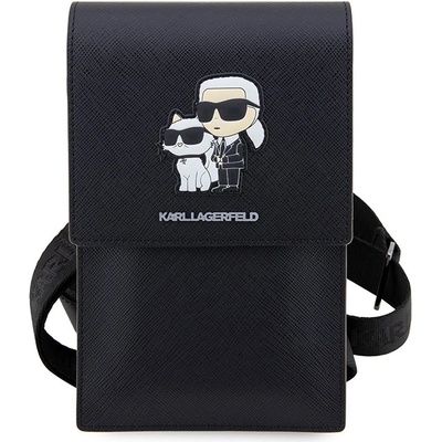 AppleMix KARL LAGERFELD / kabelka - 2x vrecko + popruh cez rameno Karl and Choupette - čierne