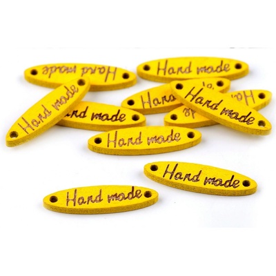 Prima-obchod Dřevěná cedulka / ozdoba Handmade 6x27 mm, barva 6 žlutá