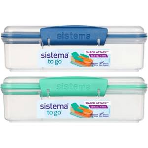 Holmes Products (Europe) Limited Кутия за закуски Sistema To Go Snack Attack с отделно отделение 410 мл, смесени цветове