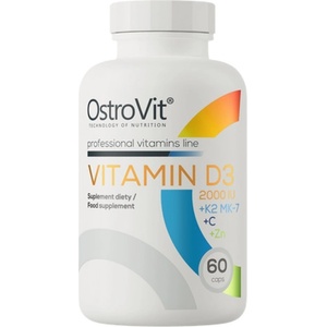 OstroVit Vitamin D3 2000 + K2 MK-7 / + Vitamin C + Zinc [60 капсули]
