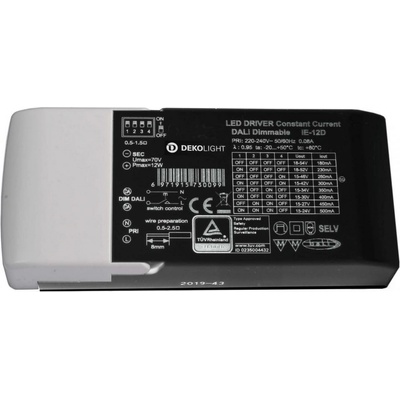 Deko-Light napájení BASIC, DIM, Multi CC, IE-12D konstantní proud 180/230/260/300/350/400/450/500 mA IP20 stmívatelné 12-67V DC 4,00-12,00 W 862190