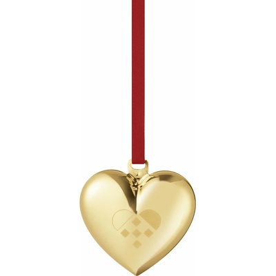 Georg Jensen Pozlacená vánoční ozdoba Heart 2025 sběratelská edice, zlatá barva, kov, textil