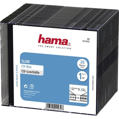 HAMA CD Slim Box, 20 ks, transparentný/èierny - 00011432