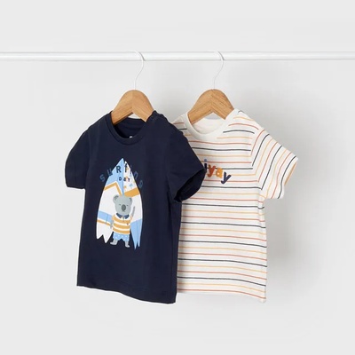 MAYORAL Комплект от две тениски с къс ръкав за момче в тъмно синьо Майорал