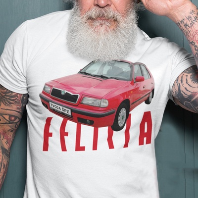 Tričko s potlačou Škoda Felícia biela