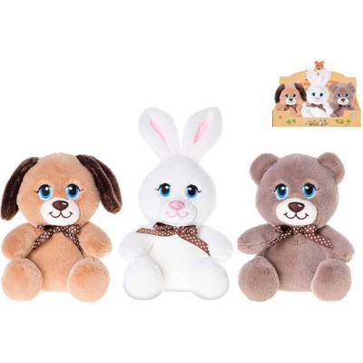 Mikro Trading Zvieratko s mašľou 15 cm sediace