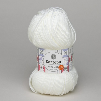 Pletací / háčkovací příze Kartopu BABY ONE K010 bílá, jednobarevná, antipillingová, 100g/250m