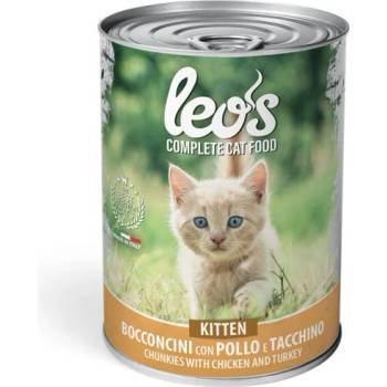 LEOS Leo’s Chunkies with Chicken and Turkey - Kitten - консерва хапки с пилешко и пуешко - за подрастващи котенца - 415 гр, Италия - 0262