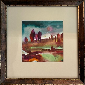 Акварелна картина с летен пейзаж