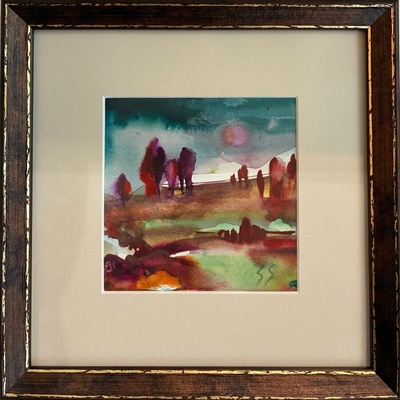 Акварелна картина с летен пейзаж