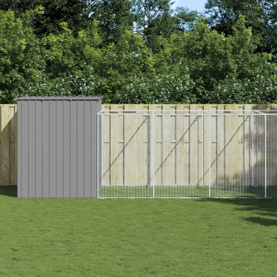 vidaXL Psí bouda s výběhem světle šedá 214 x 661 x 181 cm pozinkovaná ocel 9799.3189127