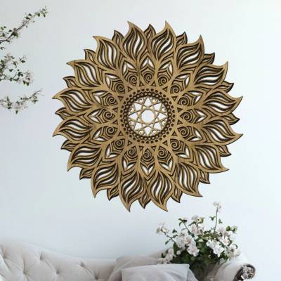 dřevo života 3 vrstvá mandala VNITŘNÍ PLAMEN Zvolte rozměr šxv (cm): 40, Zvolte barevný dekor: dub zlatý-wenge