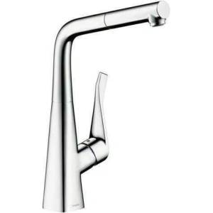 Hansgrohe Кухненски смесител Hansgrohe Metris M71 хром с 1 функция и издърпващ се душ (14821000)