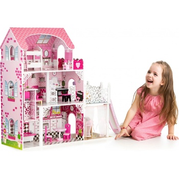 shumee drevený domček pre bábiky s LED svetlom 76 x 30 x 82 cm