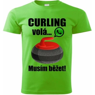 dětské tričko curling volá musím běžet zelené