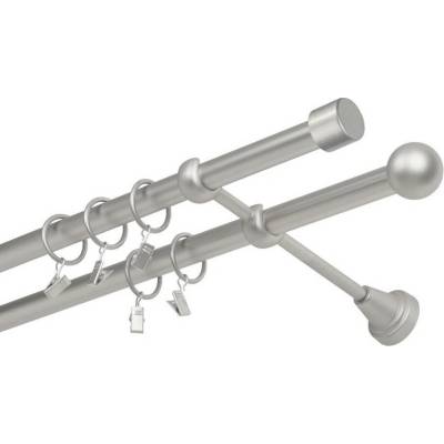 OK-GarnýžeCZ Garnýž kovová dvouřadá 19mm Pullo satina 130 cm do stěny / kroužky s žabkou
