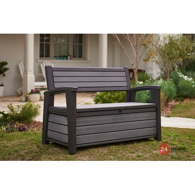 Keter Градинска пейка със скрин Keter Hudson графит, 227L, 132.7x61.2x89см