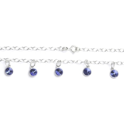 Čištín Stříbrný se Swarovski krystaly saphire NH 1336