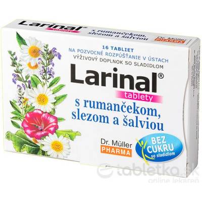 Dr. Müller LARINAL s rumančekom slezom a šalviou tbl bez cukru so sladidlom 1x16 ks