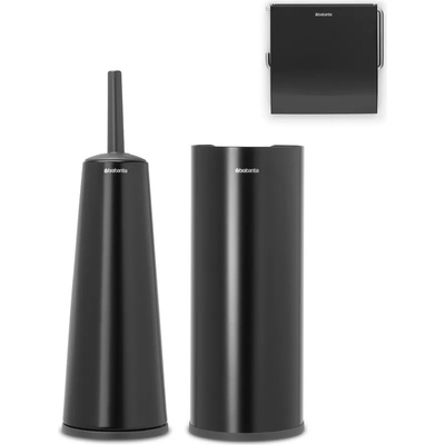 Brabantia Комплект от 3 аксесоара за тоалетна Brabantia - ReNew, Matt Black (1003476)