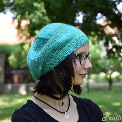 Paulli pletená dámská čepice s flitry 411019 zelená