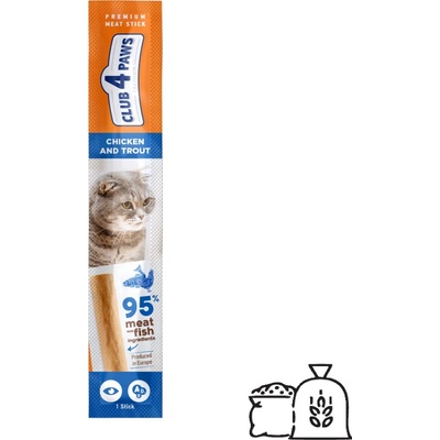 CLUB 4 PAWS Premium Pochúťka pre mačky KURA a PSTRUH 5 g
