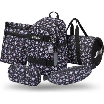 Baagl КОМПЛЕКТ 5 Skate Kuromi Black: раница, пенал, спортна чанта, чанта през рамо, калъф за лаптоп GRS BAAGL | Cheren | Момчешки | UNI