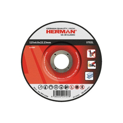 Brusný kotouč HERMAN GS-30 CLASSIC na ocel (115 x 6,0 x 22,23 mm / 1ks)