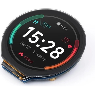 Waveshare 1.28" kulatý LCD, IPS, 240×240, kapacitní, dotykový, SPI a I2C