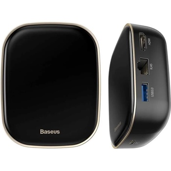 Baseus Multifunctional USB-C Hub Adapter AC Charger - захранване и мултифункционален хъб за свързване на допълнителна периферия за Macbook и USB-C устройства (сив)