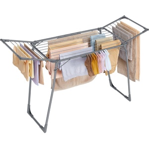 SONGMICS clothes airer, stand dryer 52.5 x 173 x 96.5 cm, wing clothes airer, wing clothes dryer, space-saving, with sock holder, metal, for clothes, towels, laundry, gray LLR518G01 (LLR518G01)