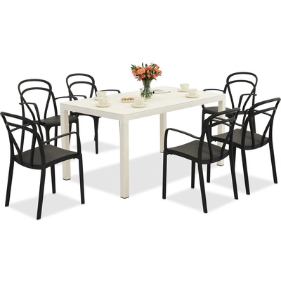 BICA Комплект градински мебели King/Vague в бяло и антрацит за 6 души Bica (BC440BL-6xBC312ANT)