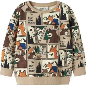 Name it Детска блуза с дълъг ръкав Name it Kid's Oswaldy L/S Sweatshirt Jumper - Sesame - размер 122/128 (EU) (704-6368-0216)