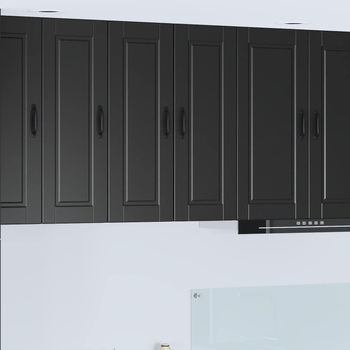 vidaXL Стенен шкаф PORTO 2 pcs Черно 30 x 31 x 80 см Инженерно дърво (885358)