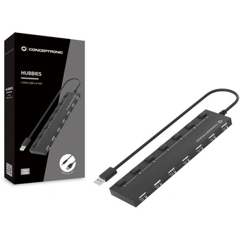 Image 1 of Conceptronic HUBBIES08B интерфейсен хъб USB 2.0 480 Мбит/с Черен (HUBBIES08B) (HUBBIES08B)