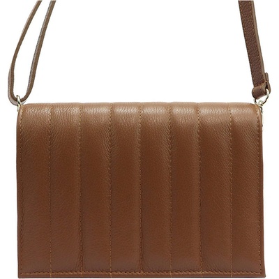 Hnědá prošívaná kožená crossbody kabelka L31179