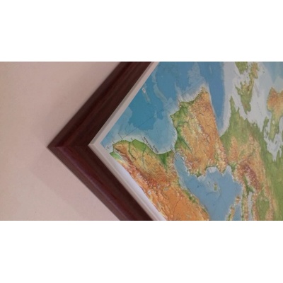 Georelief Benelux - plastická mapa 80 x 60 cm Varianta: mapa v dřevěném rámu, Provedení: Pinos tmavě hnědý