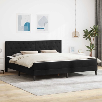 vidaXL Рамка за легло с матрак с таблото Черен 180 x 200 cm Кадифе (3415070)