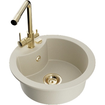 Mexen Diego гранитна мивка с една камера с кухненски смесител Duero, бежов - 6512-69-671600-50 (6512-69-671600-50)