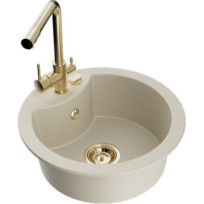 Mexen Diego гранитна мивка с една камера с кухненски смесител Duero, бежов - 6512-69-671600-50 (6512-69-671600-50)