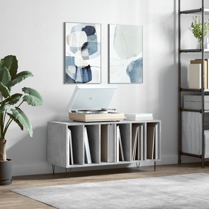 vidaXL Шкаф за винилови плочи бетонно сив 100x38x48 см инженерно дърво (831752)