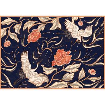 Interdruk - Puzzle Cranes and flowers 500 - 500 piese