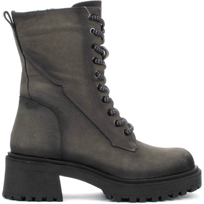 Дамски боти от естествена кожа набук в сиво