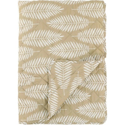 Chic Antique Béžový prešívaný bavlnený prehoz s tropickými listami Aix Quilt 130 x 180 cm