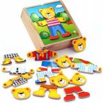 Viga Toys Дървен пъзел за обличане Viga - Мечо (56401) - ozone