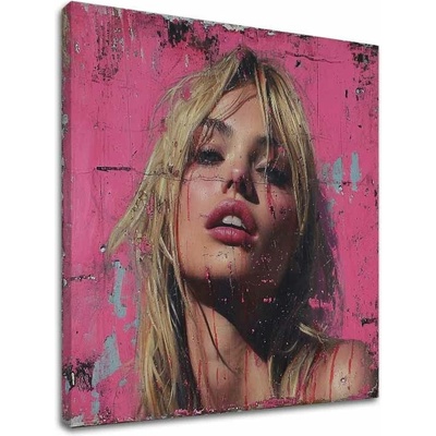 Obraz Blonďavá krása - Ružová barbie | dokončené rukou umelca - 80x80 cm