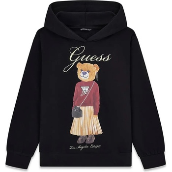 GUESS Суичър в черен цвят за момиче с мече и бродиран надпис Guess