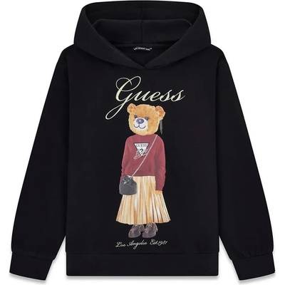 GUESS Суичър в черен цвят за момиче с мече и бродиран надпис Guess